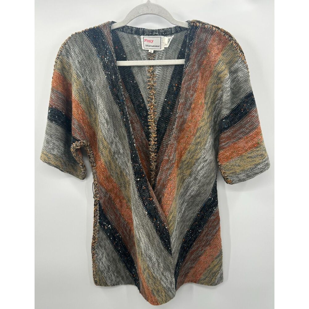Vintage 70s  Earth Tone Space Dye Cardigan Sweater Boho Hippie Fairy Tunic S